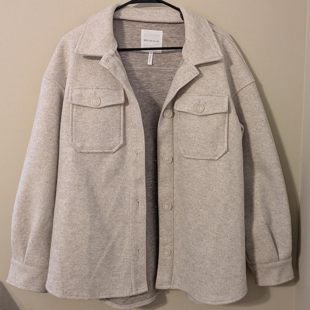 Avec Les Filles Cream Colored Shacket Jacket